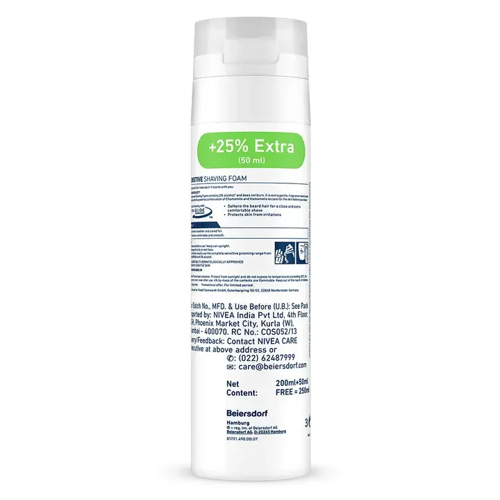 Sensitive Shaving Foam For Men, White
