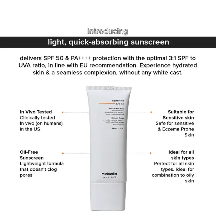 Light Fluid Face Sunscreen, White