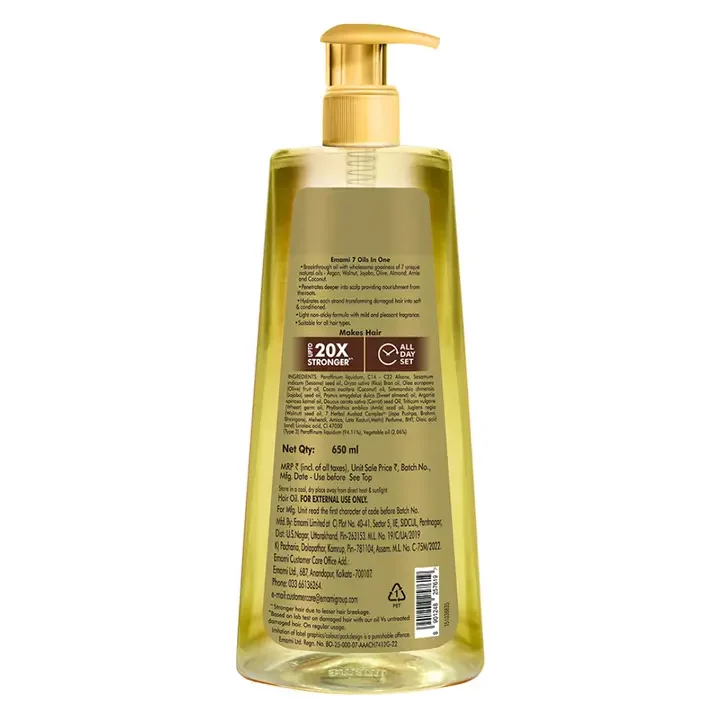 Non Sticky Hair Oil - 650 ml, Gold