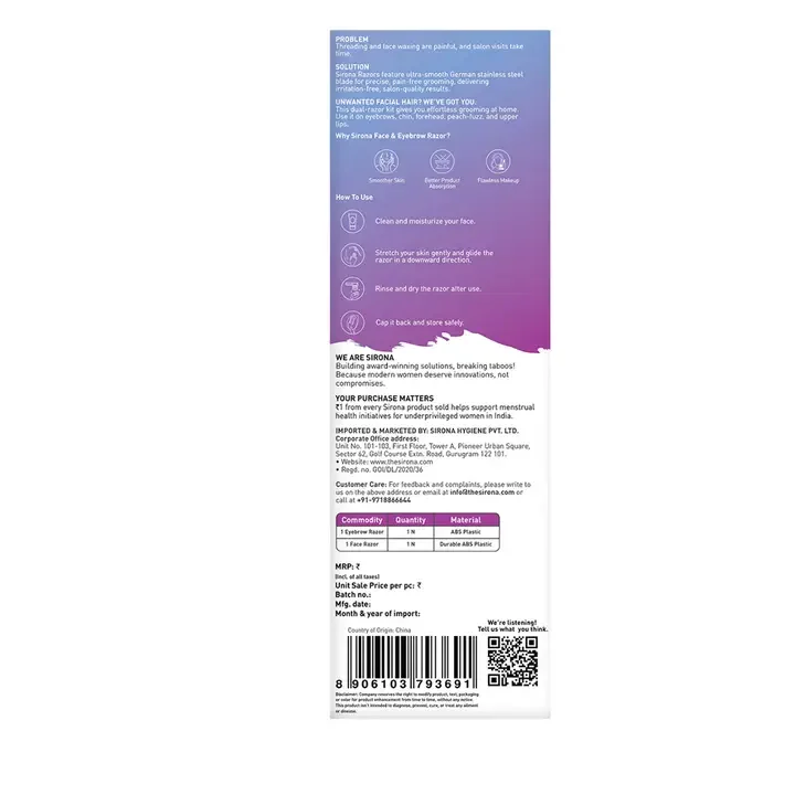 2 Pcs Face & Eyebrow Razor, Blue
