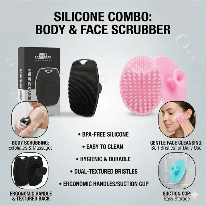 2 Pcs Silicon Scrubbers, Black